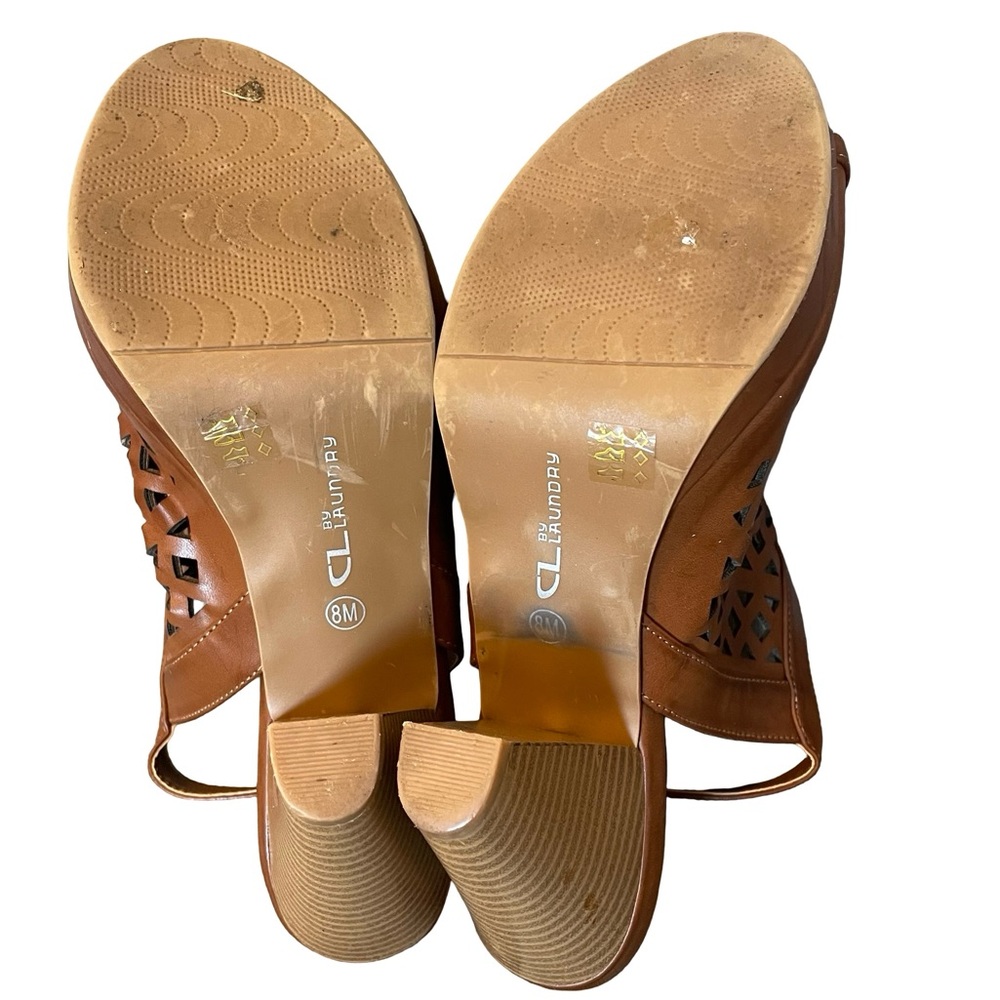 CL By Laundry Women's Peep Toe Brown Sandals Size 8 - Picture 6 of 6